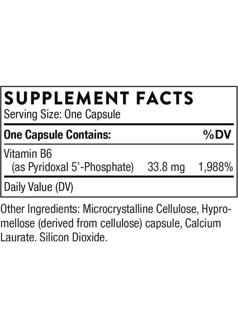 Thorne Pyridoxal 5'-Phosphate - Bioactive Vitamin B6 Pyridoxine Supplement For Energy Production And Neurotransmitter Synthesis - 180 Capsules  - Image 2