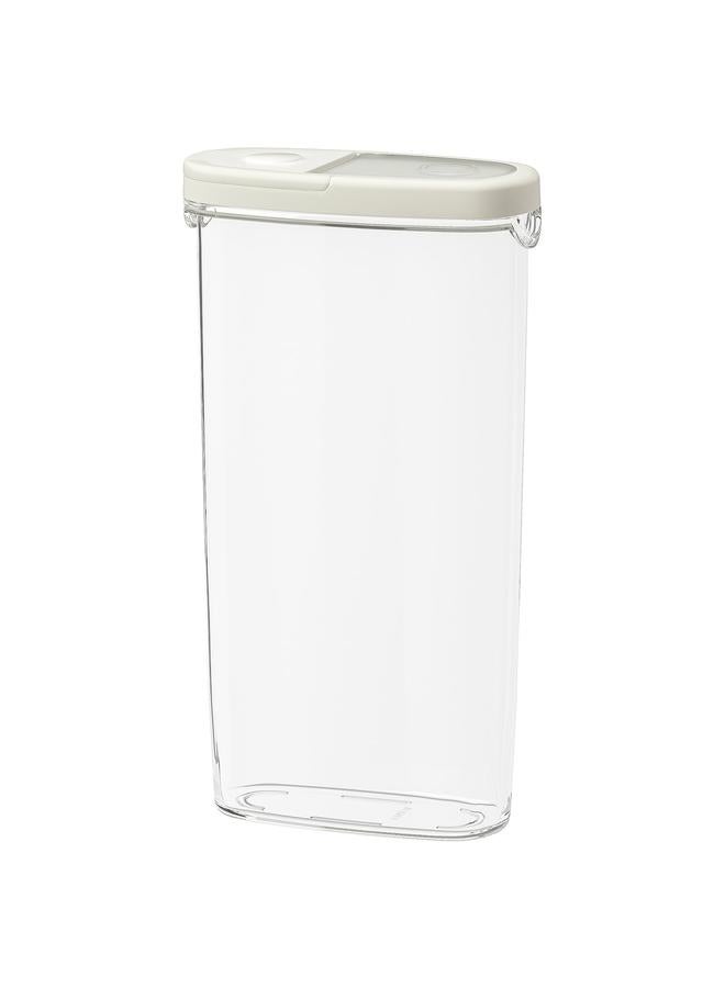 زبون برطمان طعام جاف مع غطاء، شفاف/أبيض، سعة 2.3 لتر - Image 1