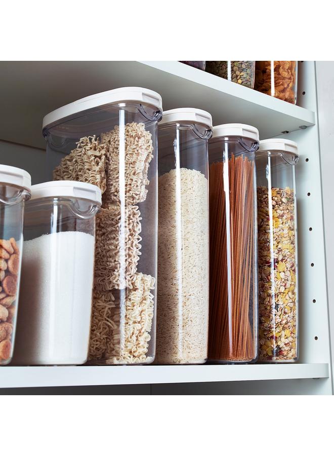 زبون برطمان طعام جاف مع غطاء، شفاف/أبيض، سعة 2.3 لتر - Image 2