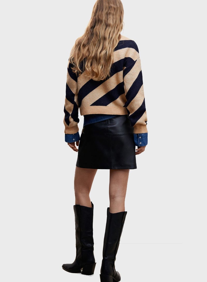 MANGO Striped Round Neck Sweater  - Image 2