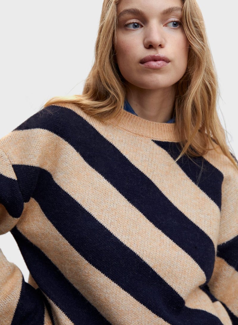 MANGO Striped Round Neck Sweater  - Image 3