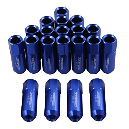 JDMSPEED Blue 60MM Aluminum Extended Tuner Lug Nuts Replacement for Wheel Rims M12X1.5 20PCS - Image 1