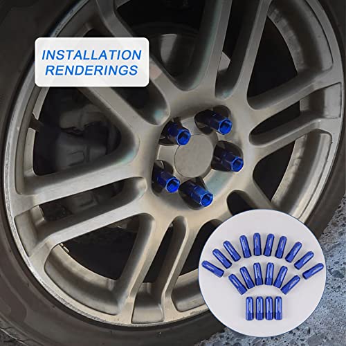JDMSPEED Blue 60MM Aluminum Extended Tuner Lug Nuts Replacement for Wheel Rims M12X1.5 20PCS - Image 3