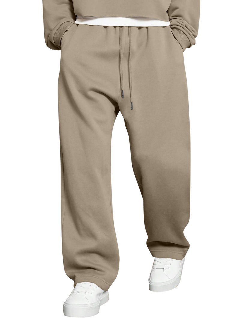 JMIERR Mens Wide Leg Sweatpants Baggy Lounge Travel Pants Fall Fashion Outfits 2026 Winter Clothes Joggers, XL, Simply Taupe - Image 1