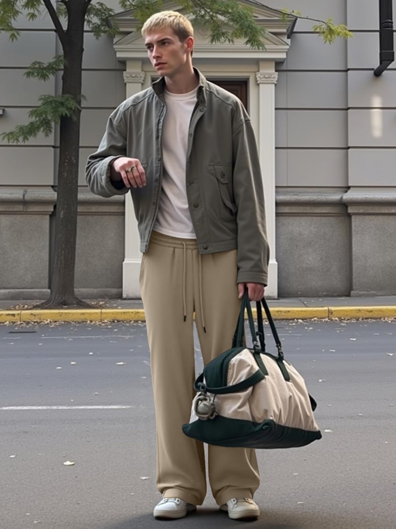 JMIERR Mens Wide Leg Sweatpants Baggy Lounge Travel Pants Fall Fashion Outfits 2026 Winter Clothes Joggers, XL, Simply Taupe - Image 4