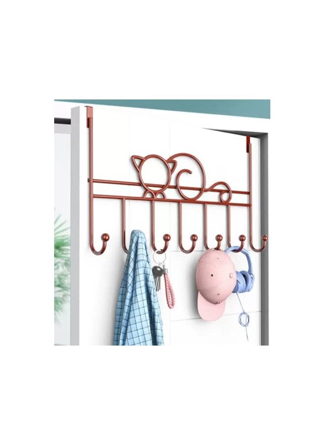 PROMASS promass Over The Door Hanger Door Hook for Key and Coat, 7 Hooks Metal Hanger Holder Coat Hook Rack for Home Office Use Brown  - Image 5