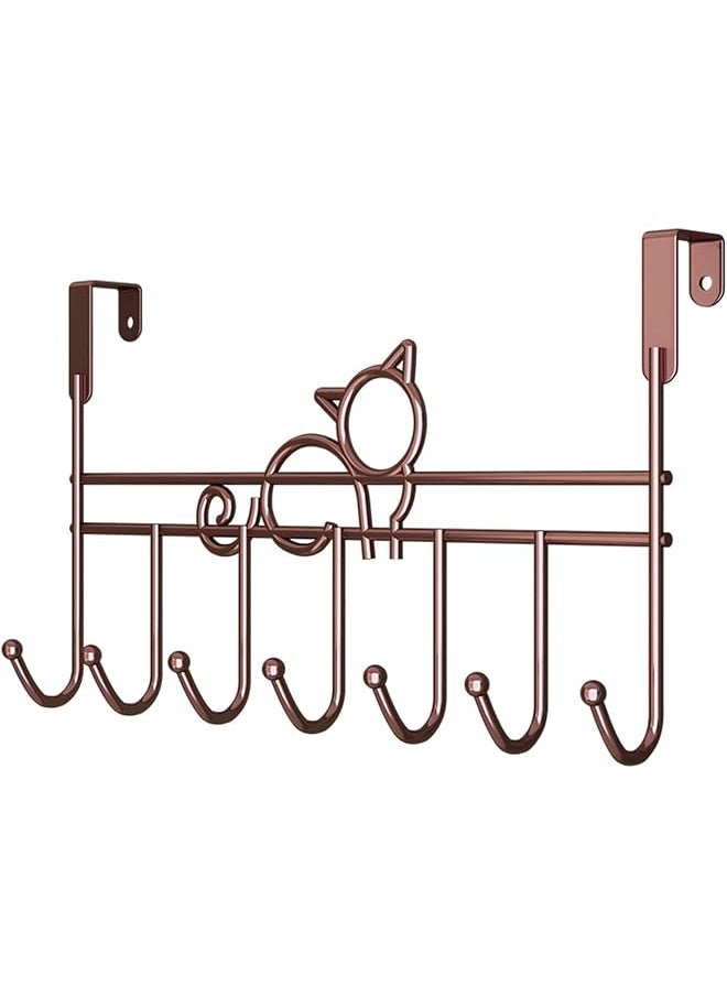 PROMASS promass Over The Door Hanger Door Hook for Key and Coat, 7 Hooks Metal Hanger Holder Coat Hook Rack for Home Office Use Brown  - Image 1