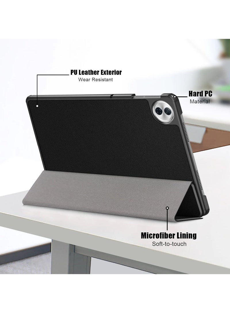 VKL Compatible with Honor Pad 10 Tablet 12.1 inch 2025 Tri-Fold Smart Tablet Case, Hard PC Back Shell Slim Case Multi- Viewing Angles Stand Folio Cover (Black) - Image 4