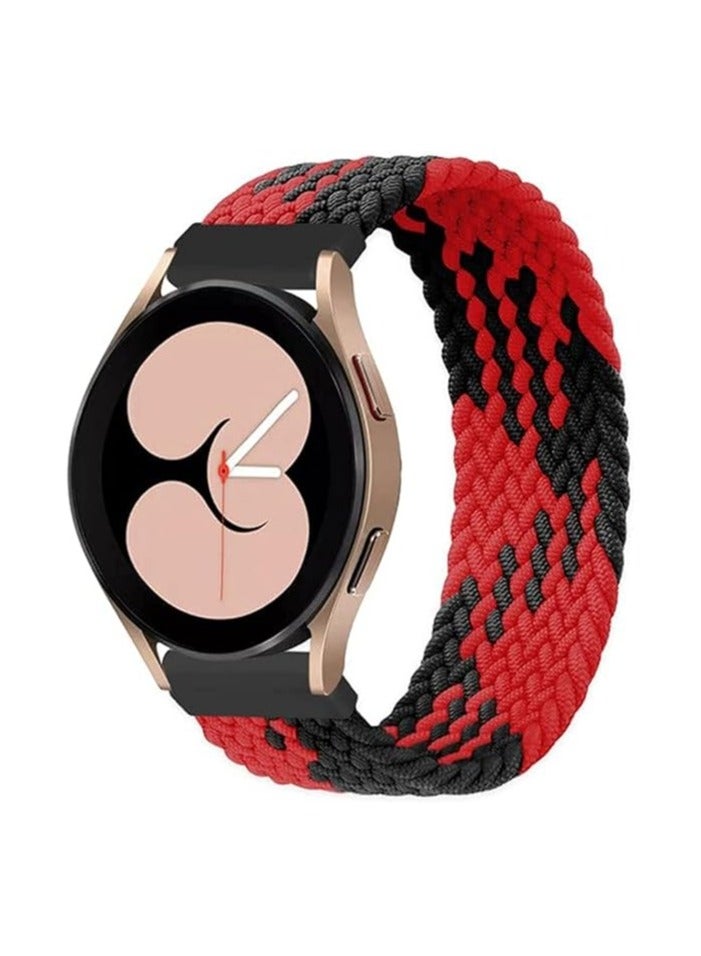 سوار قماش مجدول سولو 22 ملم لساعة سامسونج جالاكسي 3 45 ملم/ساعة هواوي GT3 46 ملم/GT2E/GT 46 ملم/GT2 Pro/GT2 46 ملم/Honor Magic Watch2 46 ملم/Amazfit GTR 4/GTR3/3 (كبير، أحمر وأسود)