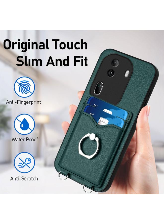 اس-توب جراب لهاتف OPPO Reno11 Pro Global R20 جراب هاتف مزود بحلقة حبل وحامل للبطاقات - Image 5