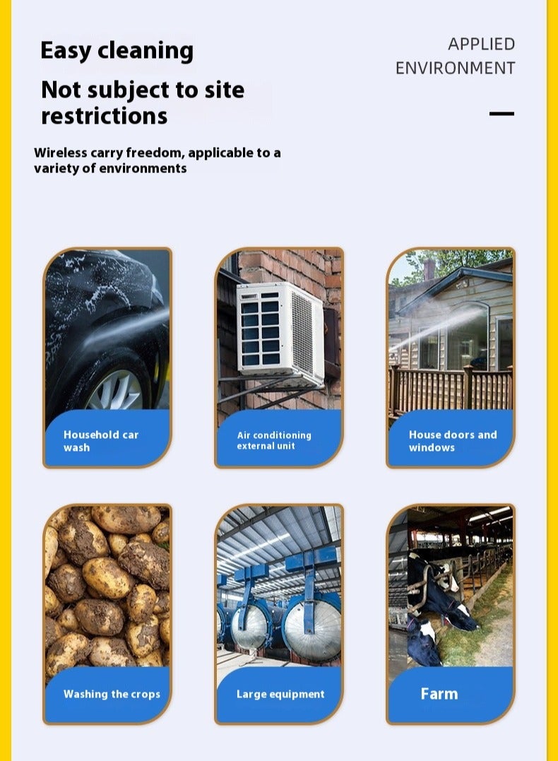 Arabest Portable Car Wash Electric High Voltage Cleaner with Rechargeable Battery Foam Bottle Nozzle Hose for Car Wash Watering Flowers and Cleaning Floor Battery*2 - Image 3