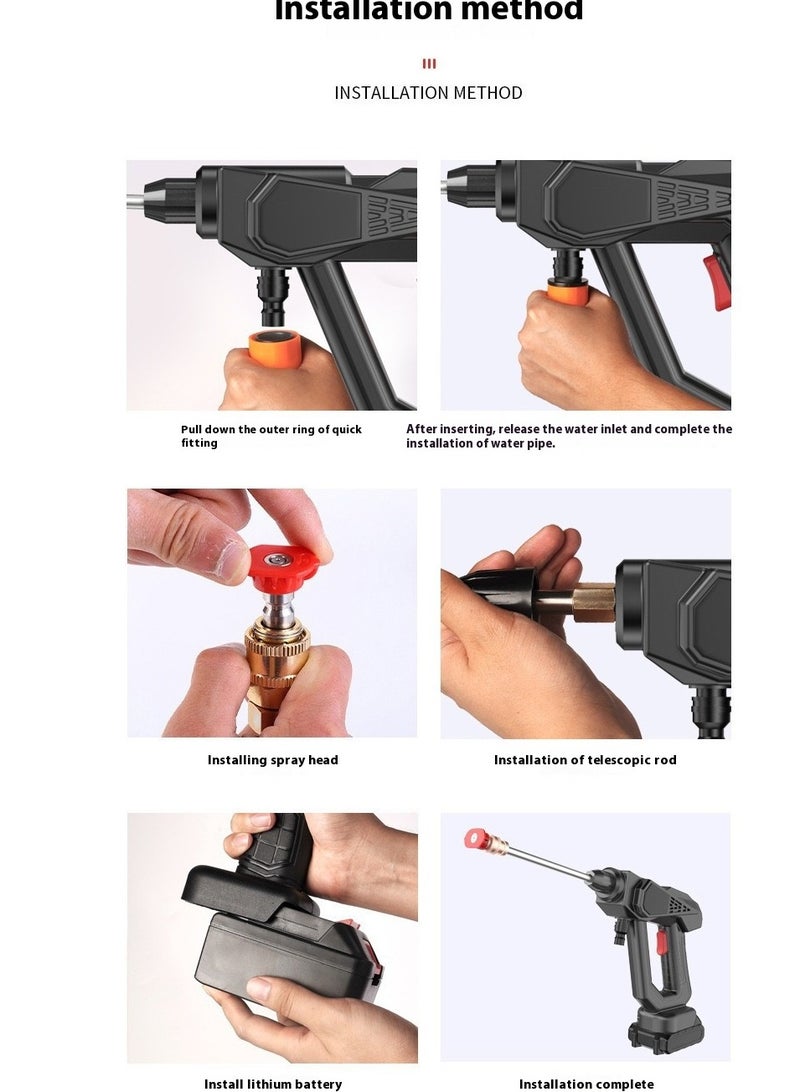 Arabest Portable Car Wash Electric High Voltage Cleaner with Rechargeable Battery Foam Bottle Nozzle Hose for Car Wash Watering Flowers and Cleaning Floor Battery*2 - Image 4