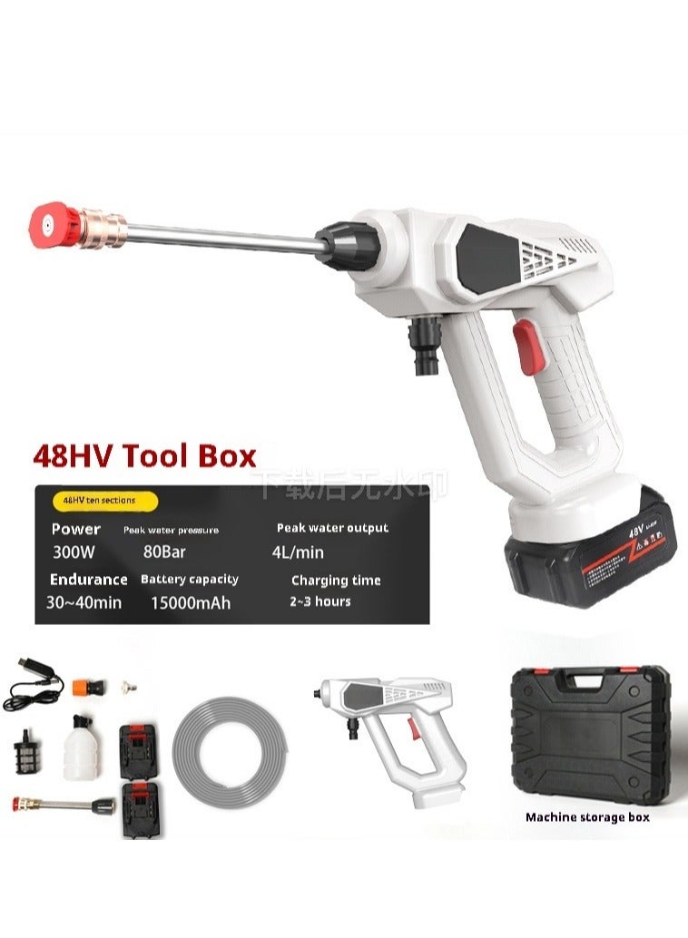 Arabest Portable Car Wash Electric High Voltage Cleaner with Rechargeable Battery Foam Bottle Nozzle Hose for Car Wash Watering Flowers and Cleaning Floor Battery*2 - Image 1