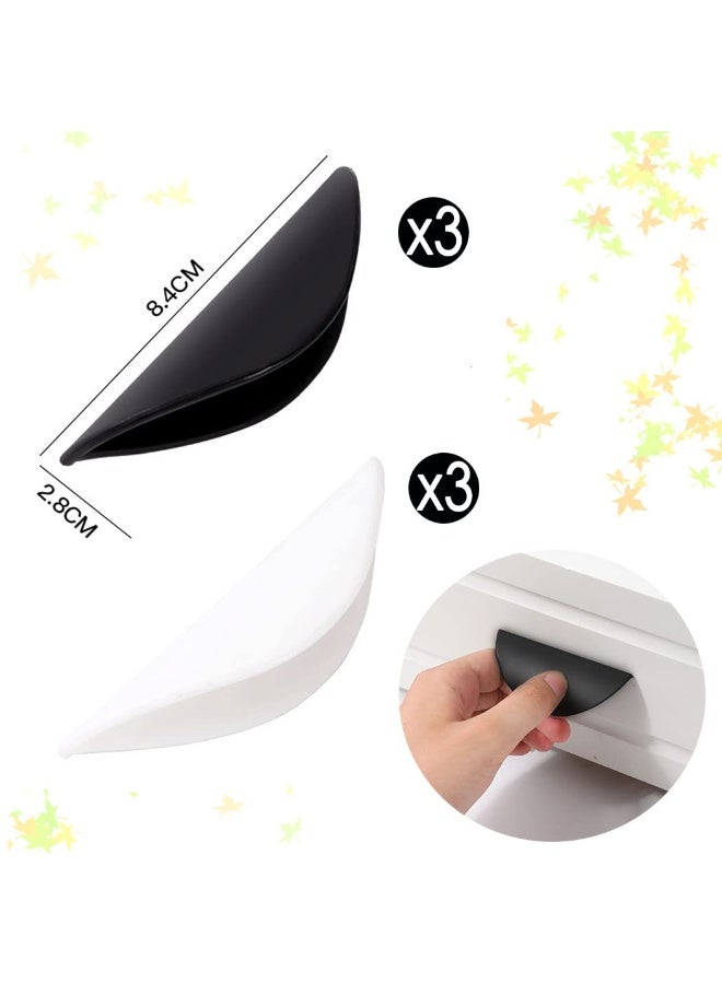 رحام مقبض سحب ذاتي اللصق للدرج، مقبض لاصق للخزانة، مقابض خزانة بديلة لا تحتاج إلى حفر (أسود + أبيض، 6 عبوات) - Image 3