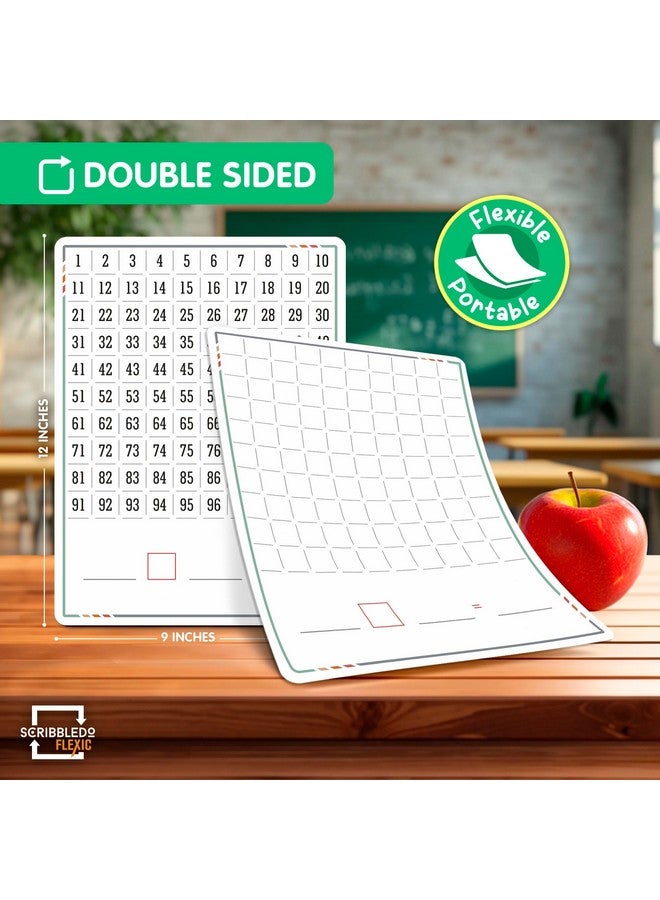 Scribbledo Dry Erase Number Chart For Students 9”X12” Small White Board Dry Erase Sheets Math Manipulatives 100 Chart For First Grade Classroom Supplies Kindergarten 1St Grade Teacher Pack 10 Sheets  - Image 2