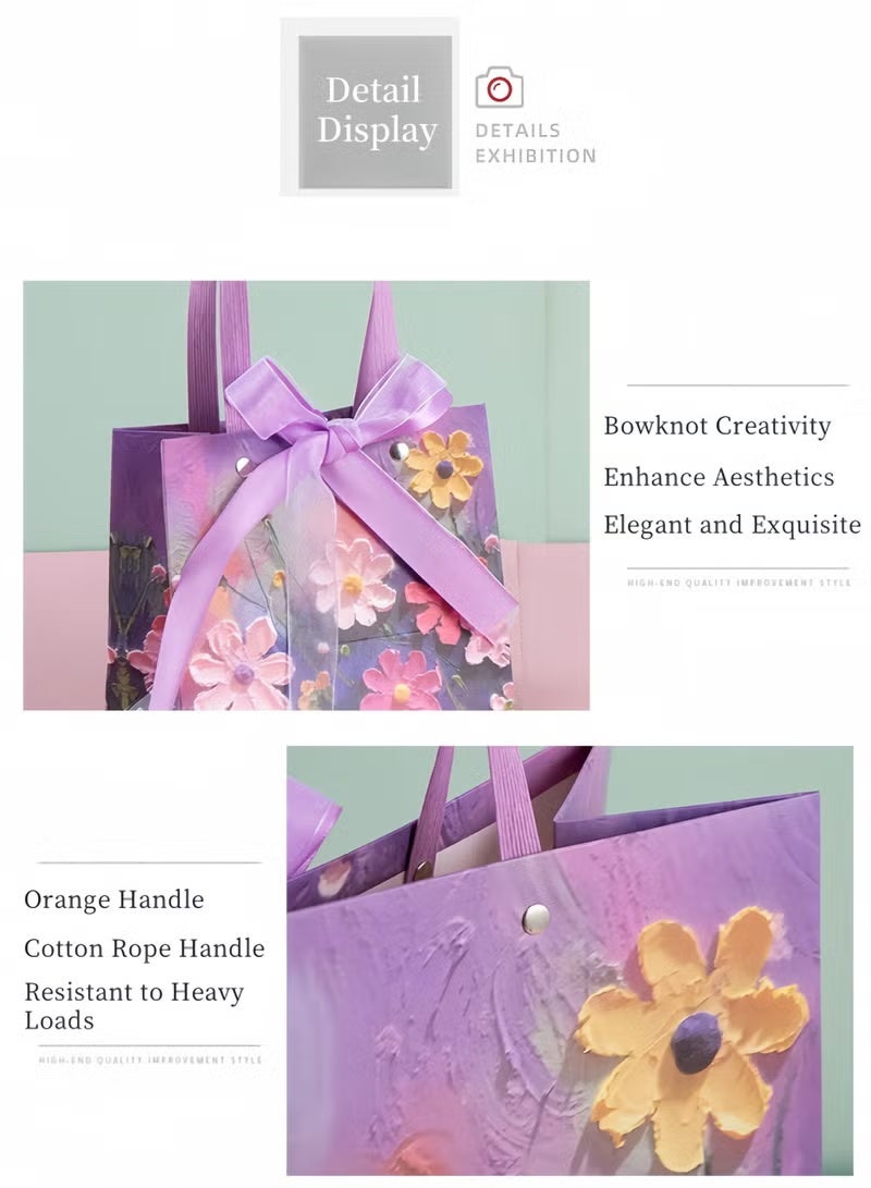 2Pcs Color Gift Bag with Handle, Oil Painting Gift Paper Bags Medium Size Small Gift Bags Birthday Craft Paper Gift Bags for Presents,Birthdays, Mother's Day,Weddings, Party（25*12*22cm） - Image 3