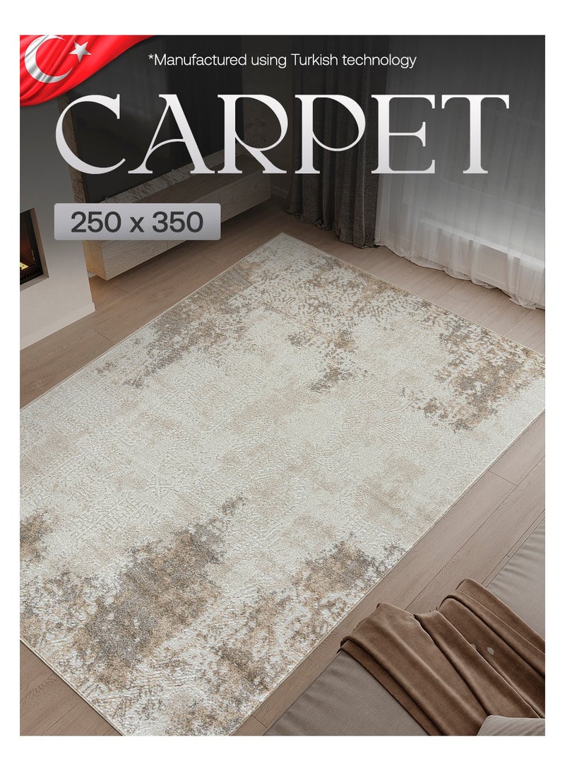 Modern Vintage Style Area Rug Non-Slip Super Soft Touch Living Room Bedroom Floor Decoration Carpet Beige Natural Light Rectangular 250x350 cm - Image 1