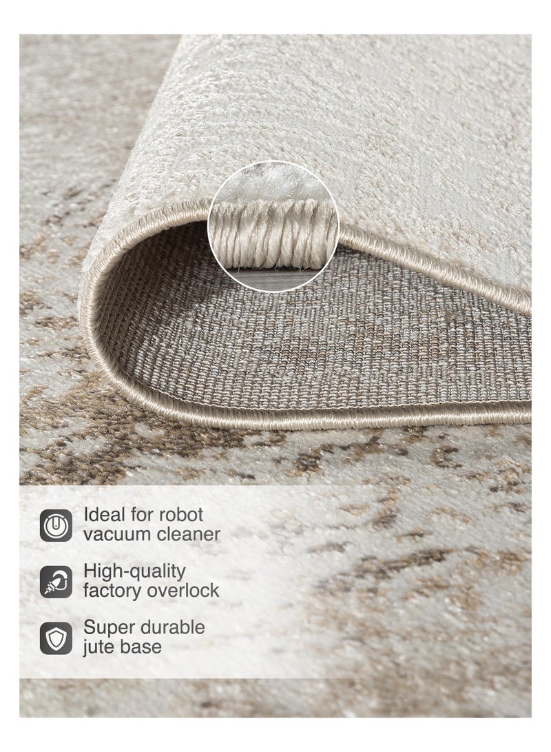 Modern Vintage Style Area Rug Non-Slip Super Soft Touch Living Room Bedroom Floor Decoration Carpet Beige Natural Light Rectangular 250x350 cm - Image 3