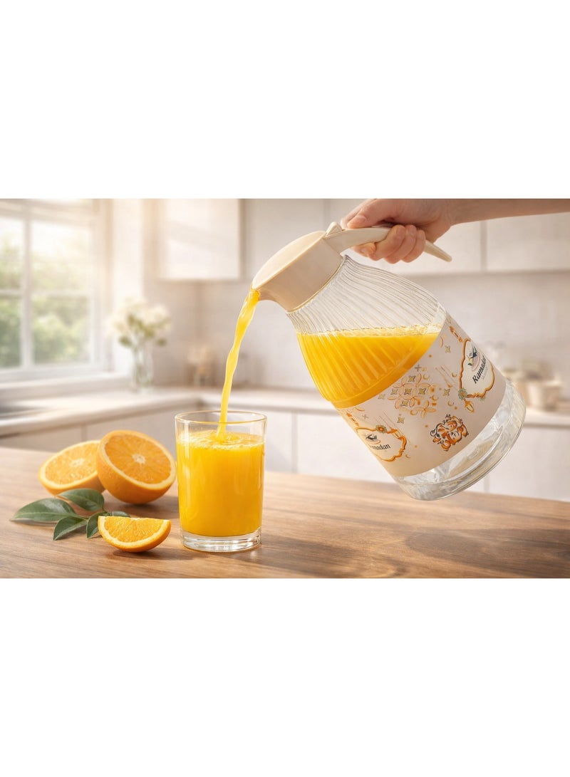 واو إبريق ماء بلاستيك رمضاني بمقبض – جك تقديم مزخرف للإفطار - Image 1