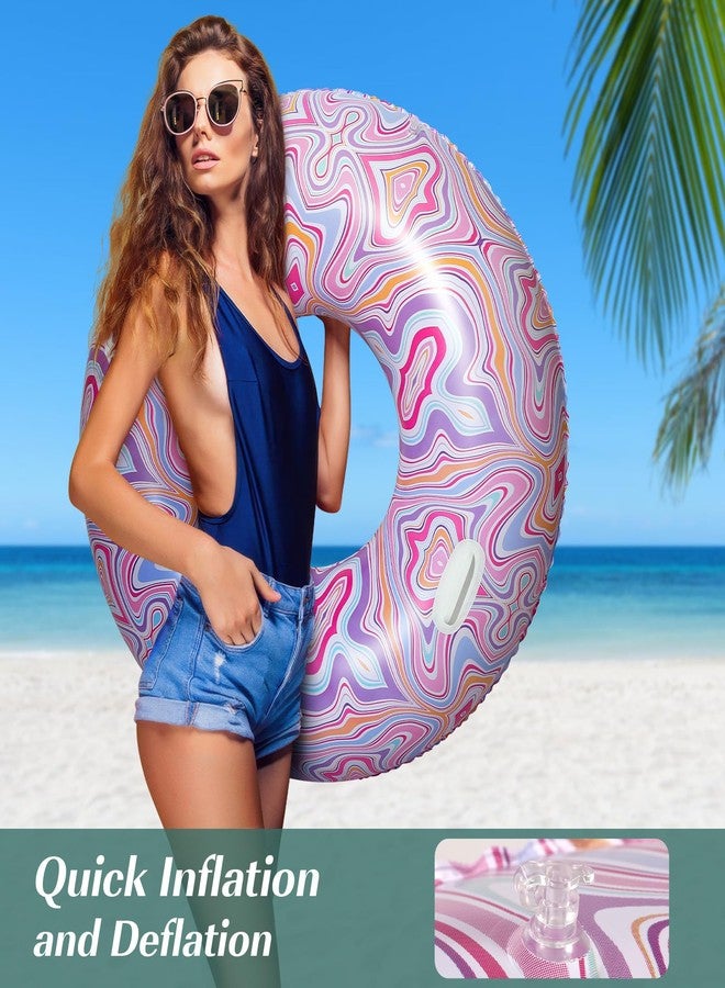 HeySplash Pool Tubes for Adult, 42 Inch Large Pool Floats with Handles, Inflatable Swim Rings Lounge, Hawaii Fun Swim Floaties Swimming Pool Beach Lake River Party Decoration Toys,Colorful Pink Ripple - Image 5