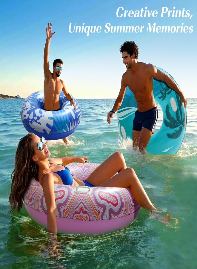 HeySplash Pool Tubes for Adult, 42 Inch Large Pool Floats with Handles, Inflatable Swim Rings Lounge, Hawaii Fun Swim Floaties Swimming Pool Beach Lake River Party Decoration Toys,Colorful Pink Ripple - Image 4
