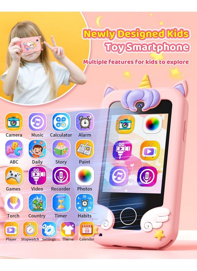 Kikapabi - Kids Toy Smartphone, Gifts And Toys For Girls Boys Ages 3 8 Years Old, Fake Play Unicorn Toy Phone With Music Player Dual Camera Puzzle Games Touchscreen, Birthday, Kids Trip Activity - Image 1
