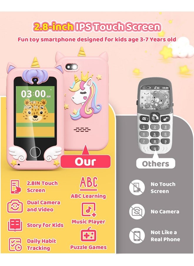 Kikapabi - Kids Toy Smartphone, Gifts And Toys For Girls Boys Ages 3 8 Years Old, Fake Play Unicorn Toy Phone With Music Player Dual Camera Puzzle Games Touchscreen, Birthday, Kids Trip Activity - Image 1