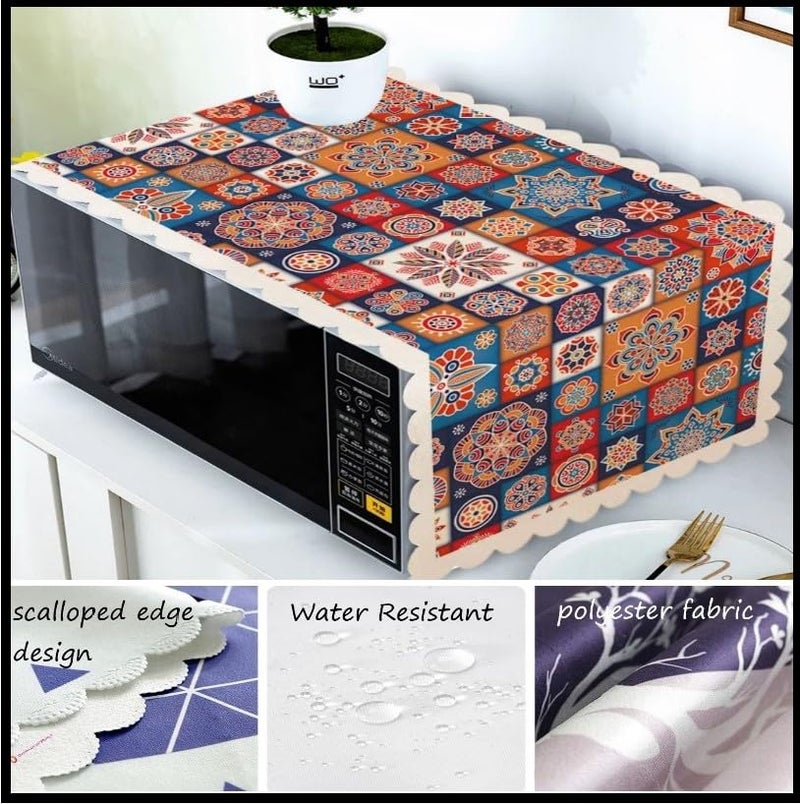 STUTI WORLD Microwave Cover for Kitchen Decor, Dustproof Waterproof Modern Design Kitchen Oven Cover,Attractive Decorative Dust Proof Appliance Top Cover (MALTICOLOUR) - Image 3