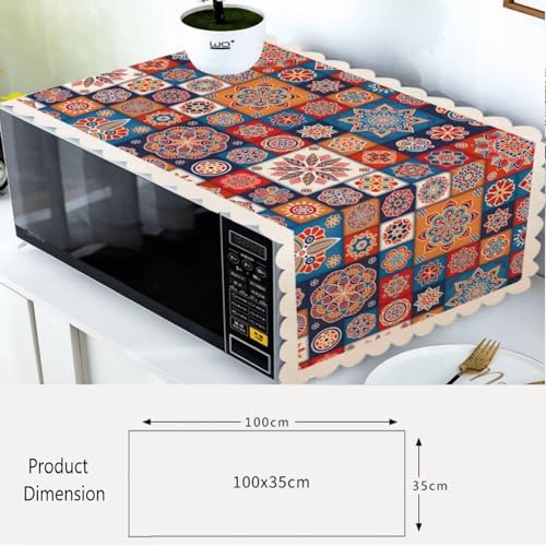STUTI WORLD Microwave Cover for Kitchen Decor, Dustproof Waterproof Modern Design Kitchen Oven Cover,Attractive Decorative Dust Proof Appliance Top Cover (MALTICOLOUR) - Image 2