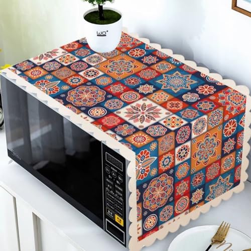 STUTI WORLD Microwave Cover for Kitchen Decor, Dustproof Waterproof Modern Design Kitchen Oven Cover,Attractive Decorative Dust Proof Appliance Top Cover (MALTICOLOUR) - Image 1