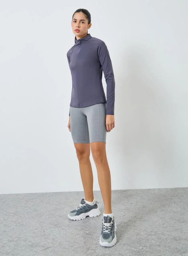 Styli Styli Half Zip Up Hidden Zipper Long Sleeves Top