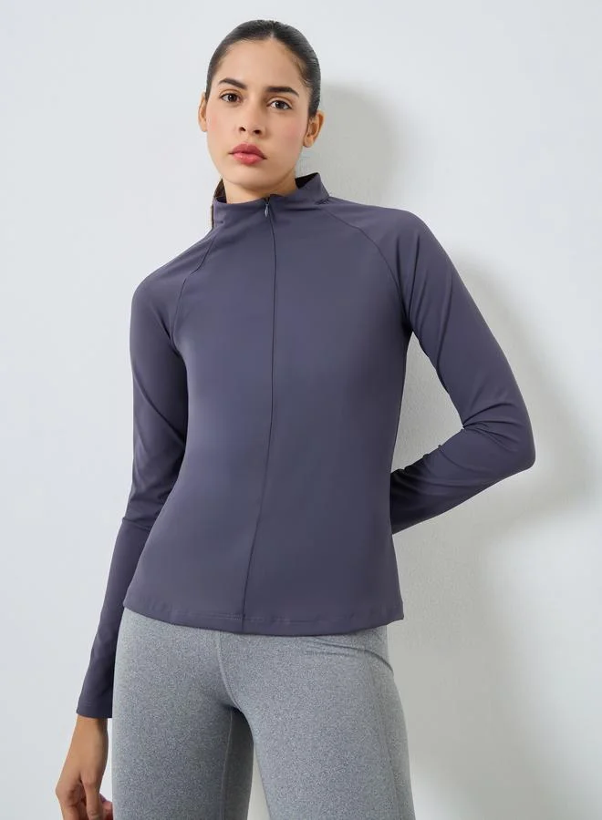 Styli Styli Half Zip Up Hidden Zipper Long Sleeves Top