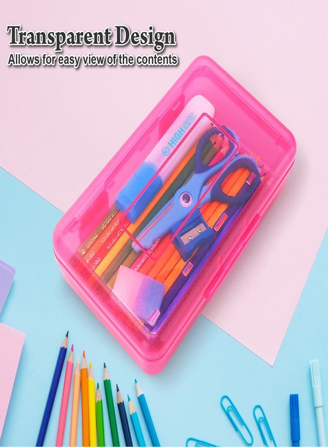 Nuozme Plastic Translucent Pencil Box,Pencil Cases with Snap-Tight Lid for Pens, Pencils, School Supplies,Office Supplies, 1 Pack, Standard Size - Image 2