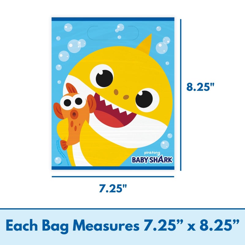 Unique Baby Shark Goodie Bags Pack - 16 Plastic Baby Shark Party Favor Bags & Sticker, Baby Shark Birthday Decorations & Supplies - Image 3