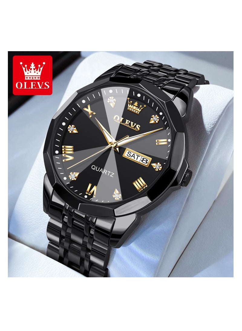 أوليفز ساعة رجالية مقاومة للماء من الستانلس ستيل مقاس 41 ملم - باللون الأسود بالكامل - Image 1