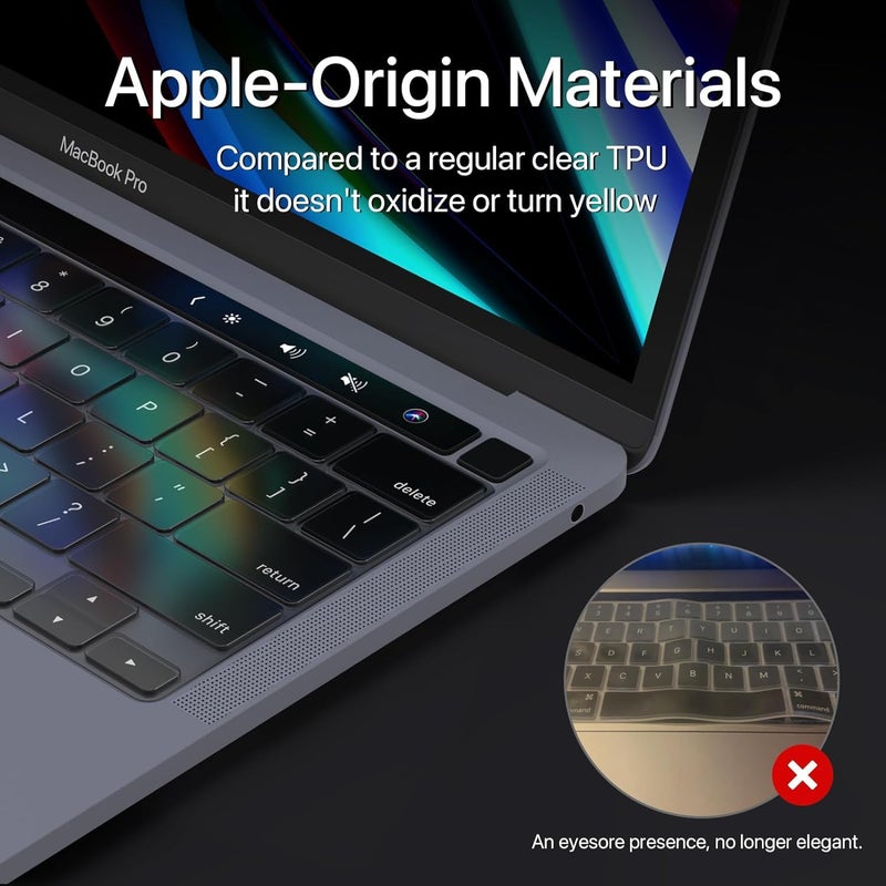 Ojos Keyboard Cover for MacBook Pro 16 inch with Touch Bar Touch ID A2141 and MacBook Pro 13 inch A2338 A2251 A2289 Keyboard Protector, Tinted - Image 3