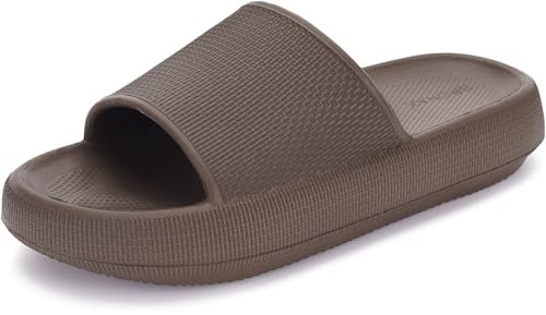 BRONAX Pillow Slippers for Women and Men | House Slides Shower Sandals | Cushioned Thick Sole 39-40 Chocolate - Image 1