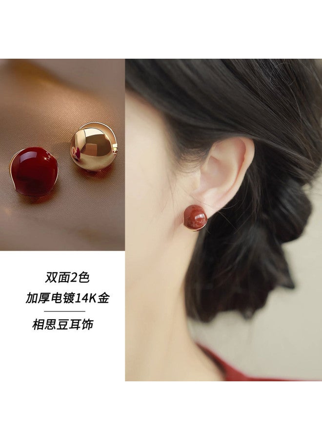 pincai Earrings 2025 Exquisite Versatile New Year Red Earrings Light Luxury Women's Elegant High-end Sense Jewelry Gift For Women - Image 2