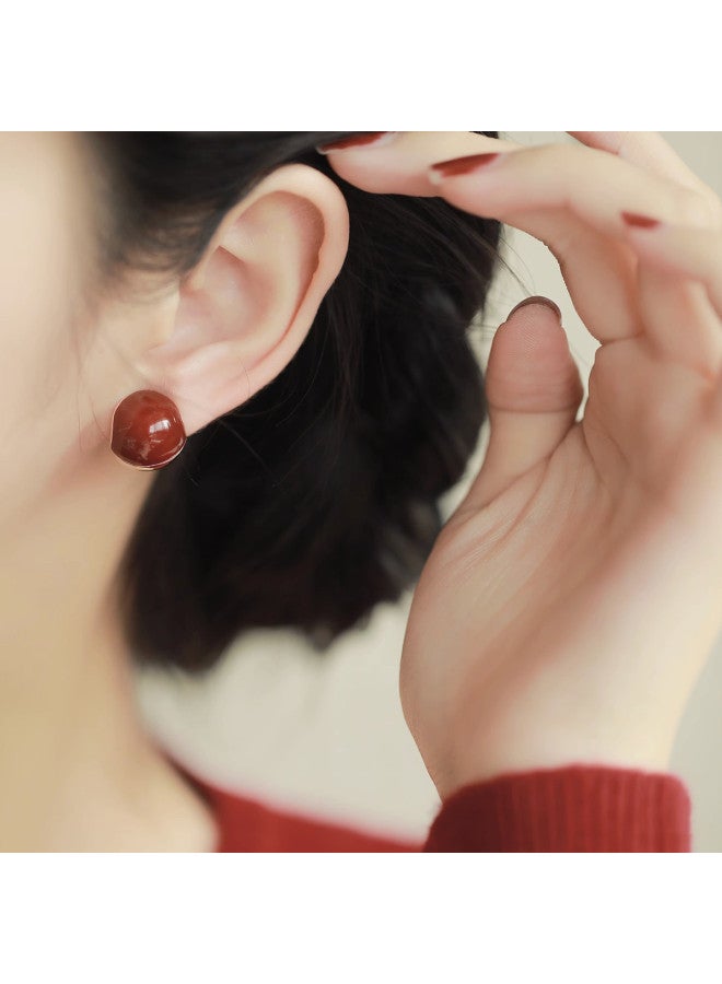 pincai Earrings 2025 Exquisite Versatile New Year Red Earrings Light Luxury Women's Elegant High-end Sense Jewelry Gift For Women - Image 3