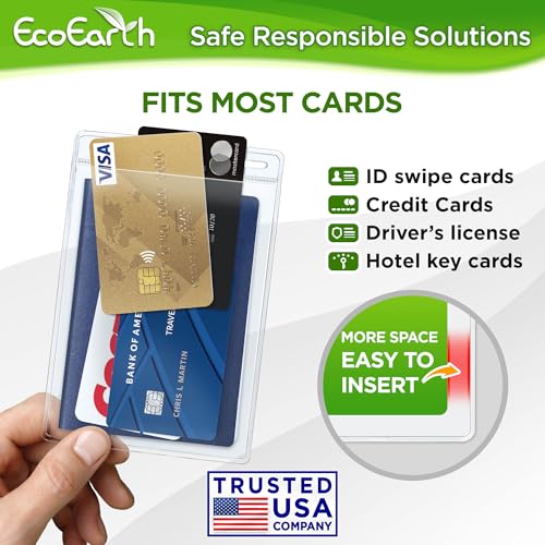 EcoEarth Passport & Identification Card Holders with Soft Edge (Clear, 4x6 Inch, 10 Pack), Extra Large Vertical ID Holder, Zipperless Plastic Name Badge Holders - Image 5