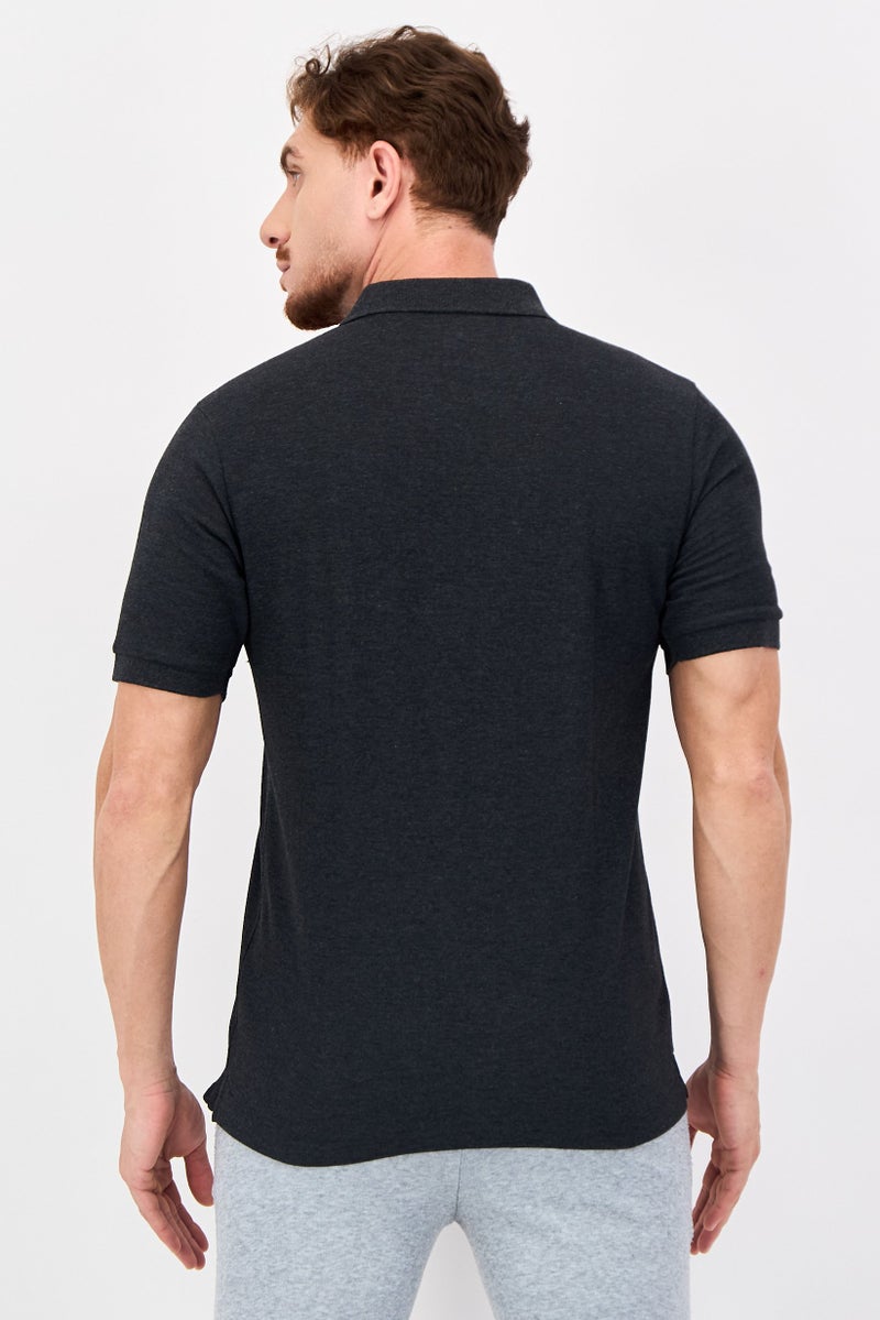 Reebok Men Sportswear Fit Short Sleeve Outdoor Polo Shirt, Dark Grey - Image 3