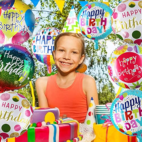 TOYXE Happy Birthday Round Foil Balloon Assorted Design Pack of 10 Pcs - Image 3