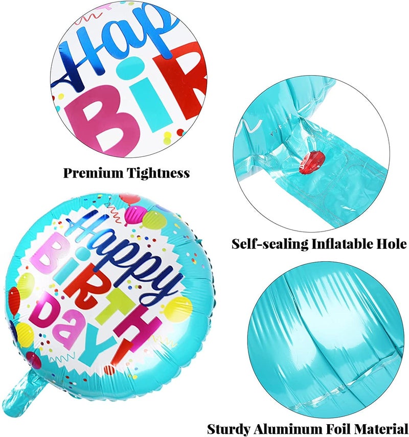 TOYXE Happy Birthday Round Foil Balloon Assorted Design Pack of 10 Pcs - Image 4