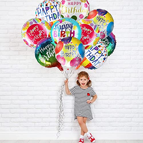 TOYXE Happy Birthday Round Foil Balloon Assorted Design Pack of 10 Pcs - Image 1