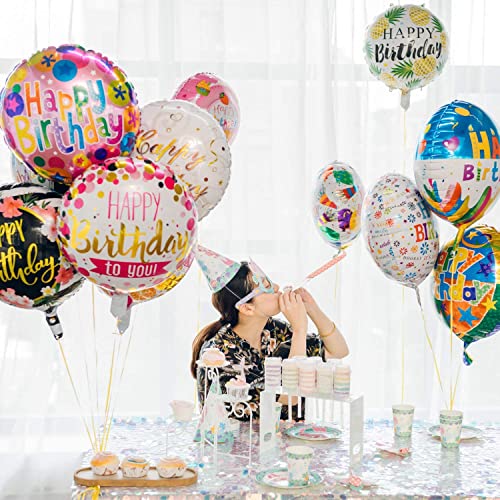 TOYXE Happy Birthday Round Foil Balloon Assorted Design Pack of 10 Pcs - Image 2