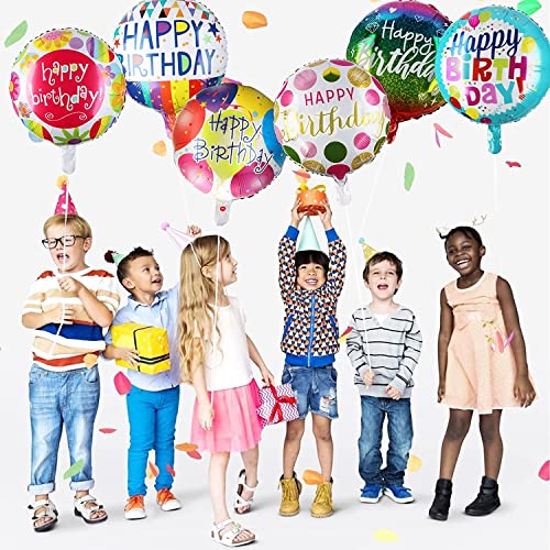 TOYXE Happy Birthday Round Foil Balloon Assorted Design Pack of 10 Pcs - Image 5