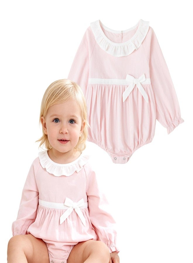 Simplee kids طقم ملابس ربيعي وردي للأطفال حديثي الولادة من سيمبلي كيدز، مكون من رومبير بأكمام طويلة، لون وردي، مناسب للأطفال من عمر 0 إلى 3 أشهر. - Image 1