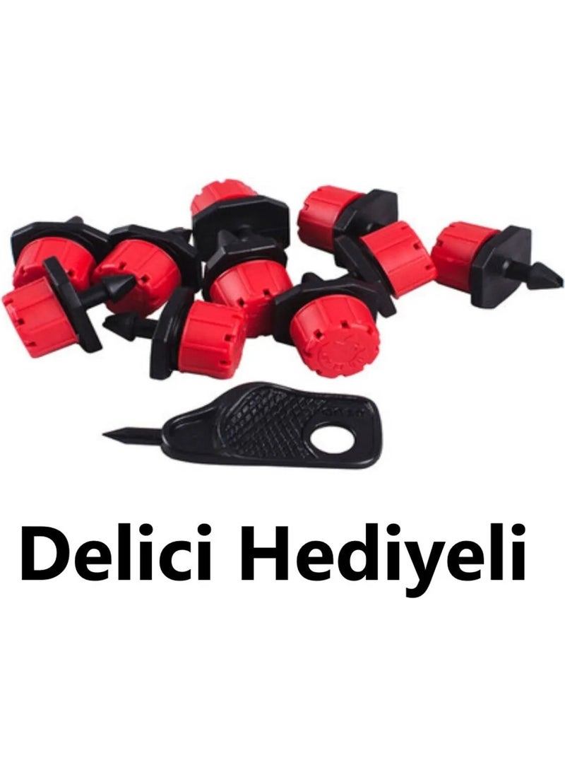 Mgf Plast Mgf 200 Pieces Drip Irrigation Red Flow Adjustable Inline Dripper Nozzle Hose Apparatus  - Image 1