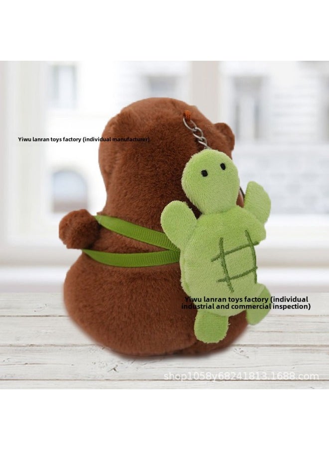 Generic - Capibala Doll Plush Doll Toy Pillow Capybara Keychain Cute Pendant Kirby Doll Machine-Specifications:12cm Pink Dolphin Holding Ball-Color:Bead Chain - Image 1