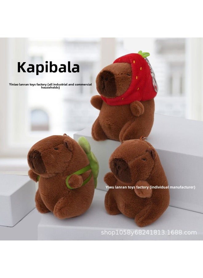 Generic - Capibala Doll Plush Doll Toy Pillow Capybara Keychain Cute Pendant Kirby Doll Machine-Specifications:12cm Pink Dolphin Holding Ball-Color:Bead Chain - Image 1
